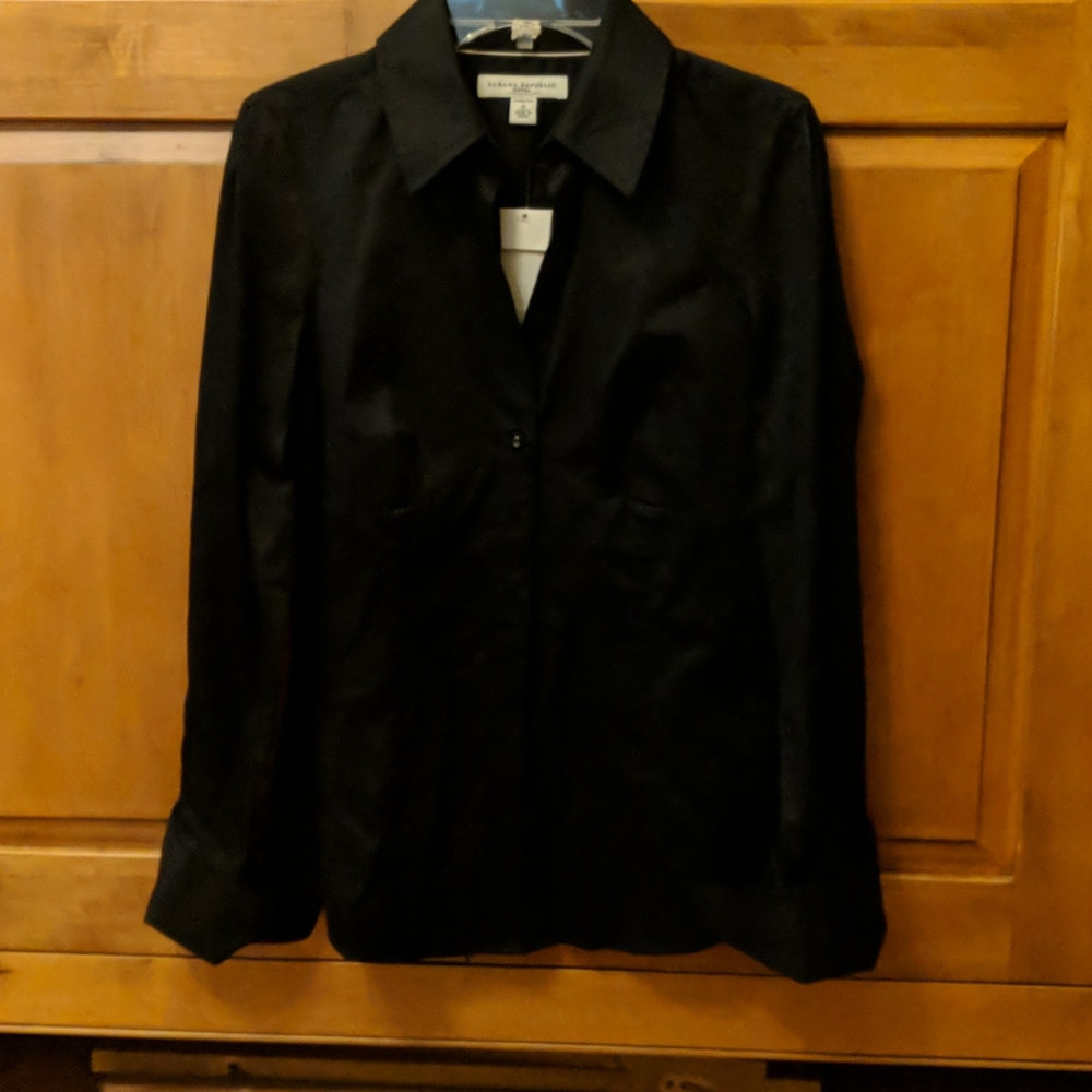 Banana Republic Black Button Up Fitted Blouse